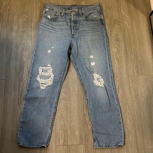 Levi’s 501 High Waist Boyfriend Distressed Jeans